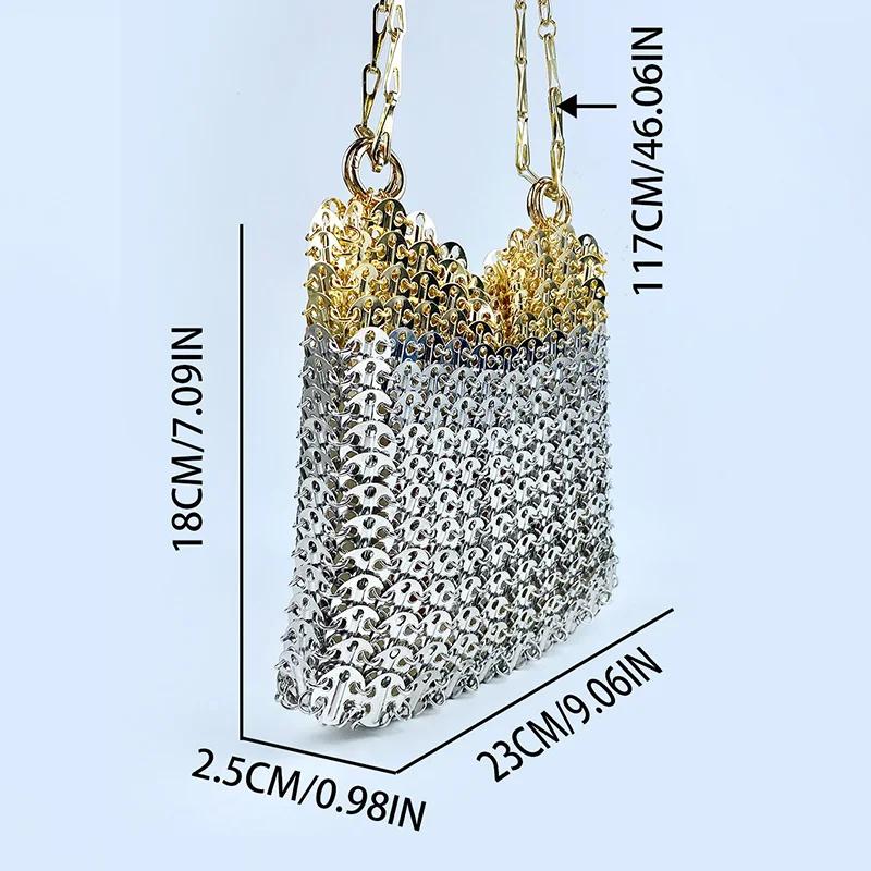 Sac à bandoulière en métal à paillettes pour téléphone portable, grande capacité, fait à la main, te