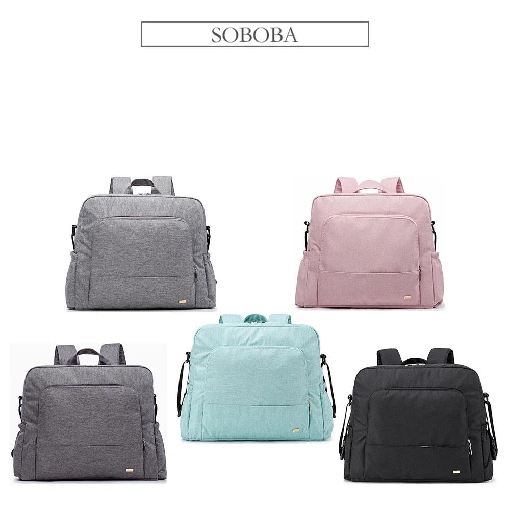 Soboba solide sac à couches mode imperméable multi-fonctionnel sac à dos à couches sac à langer d'al