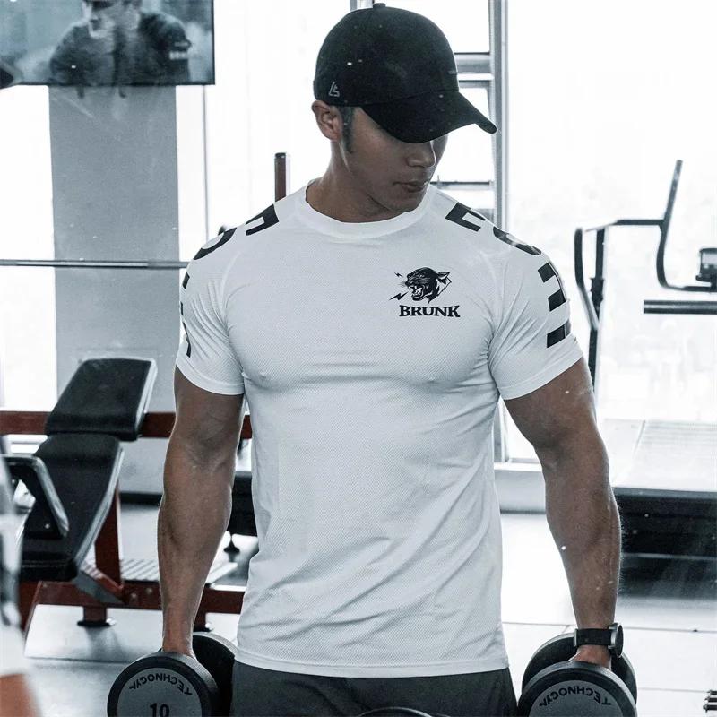 T-shirt à manches courtes pour homme, vêtement de sport, de loisirs, de course, de fitness, à séchag