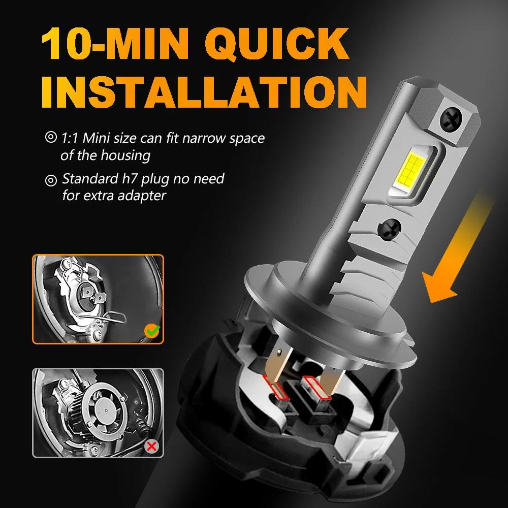 MZGN 2 pièces H7 LED ampoule de phare 12000lm halogène taille conception pour voiture lampe à LED 8 