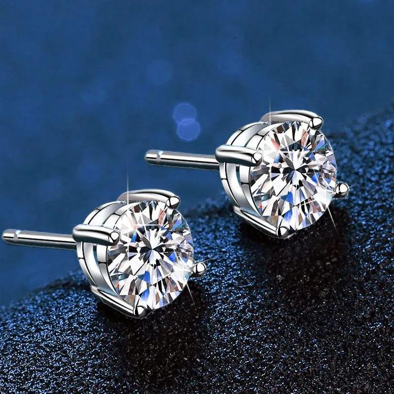 D VVS1 Moissanite boucles d'oreilles pour femmes passer diamant testeur stylo S925 platine placage M