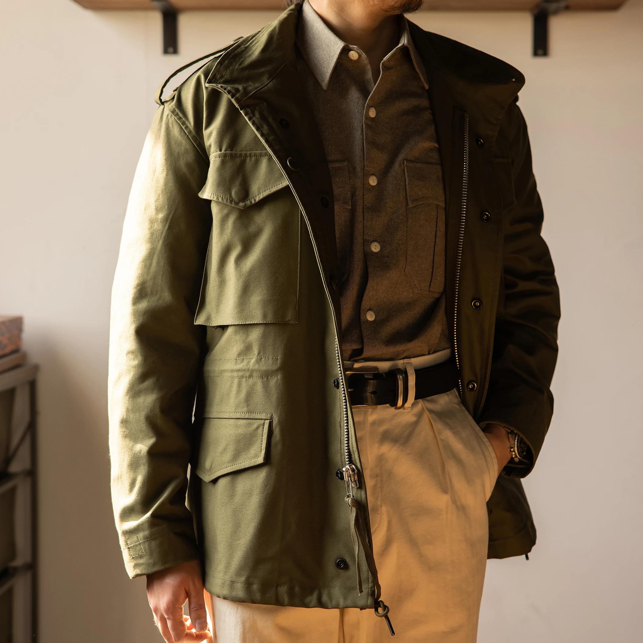 Veste militaire classique faite à la main, coton rouge Tornado, réédition de la taille américaine, h
