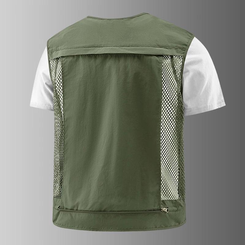 Gilet de pêche respirant en maille avec poches zippées, idéal pour les activités de plein air et le 