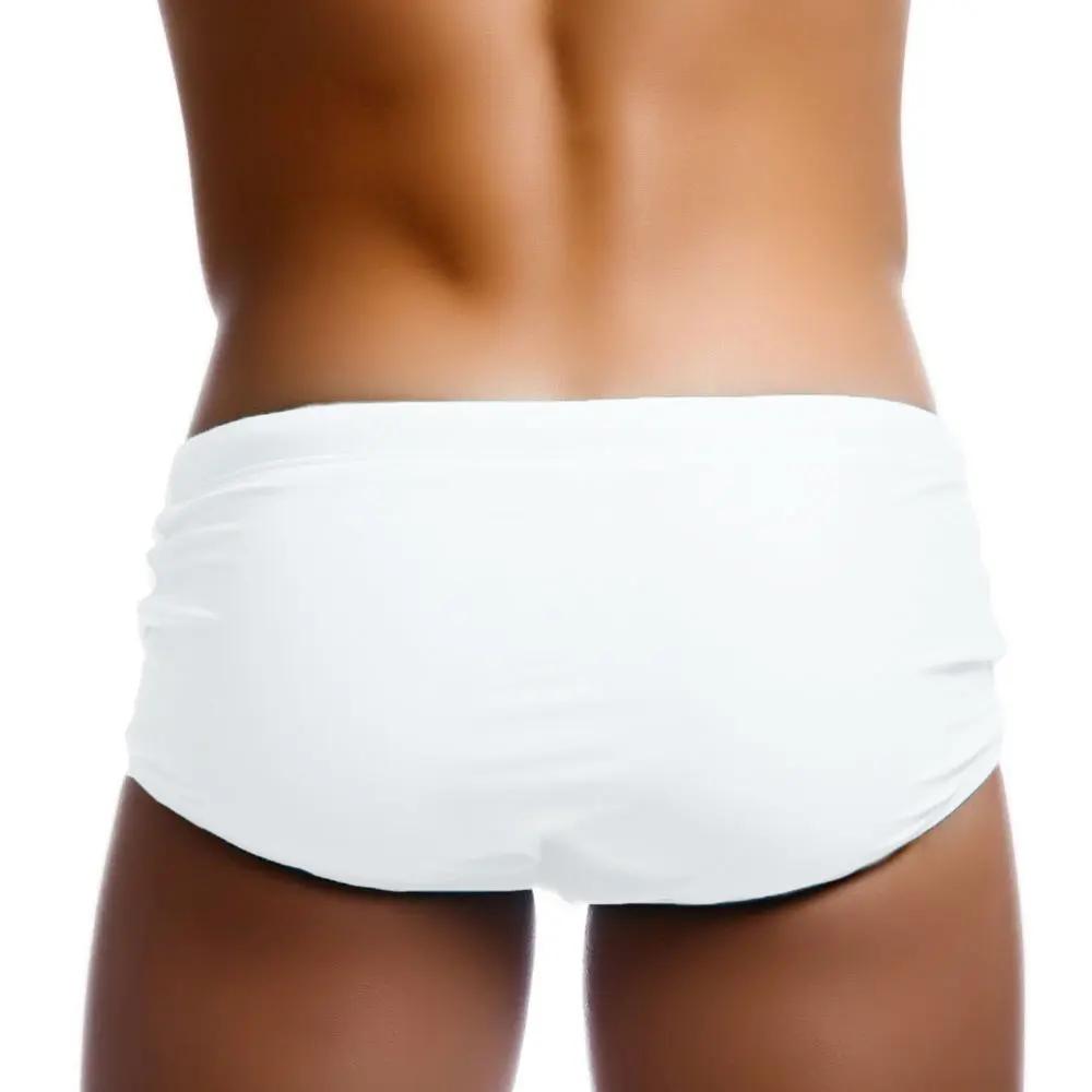 Marque hommes maillot de bain solide été rembourré push-up slip de bain blanc couleur unie maillot d