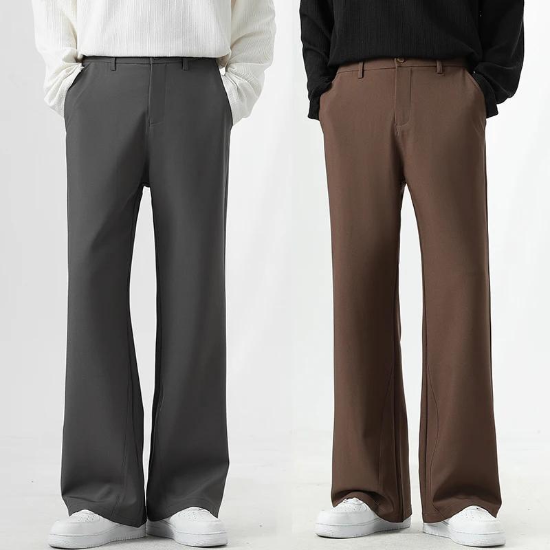 Small Flared Version Men's Casual Pants 2025 Fashion Korean Loose Elastic Drape Business Office Soli