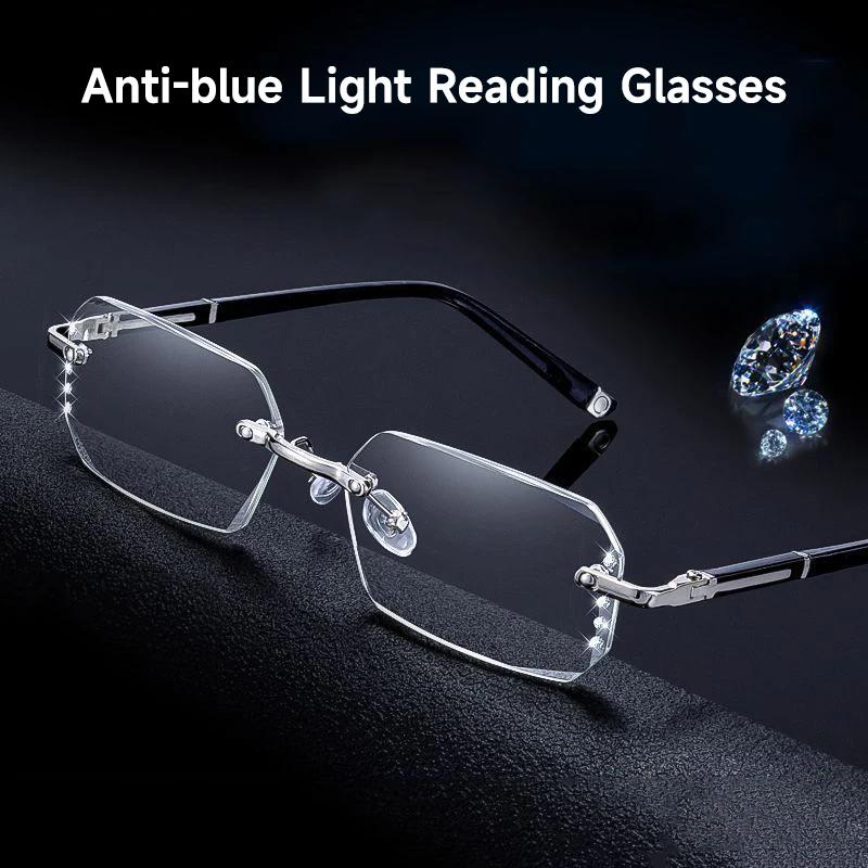 Mode diamant Anti-lumière bleue lunettes de lecture femme homme lunettes sans monture bloquant la Pr