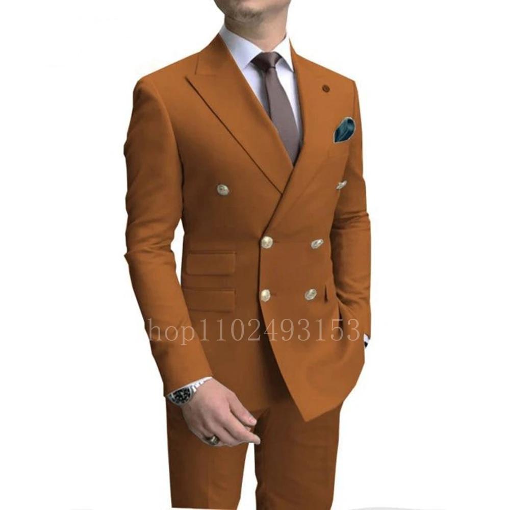 Costume de mariage pour Homme, 2 pièces, blanc, Slim Fit, élégant, Double boutonnage, formel, nouvel