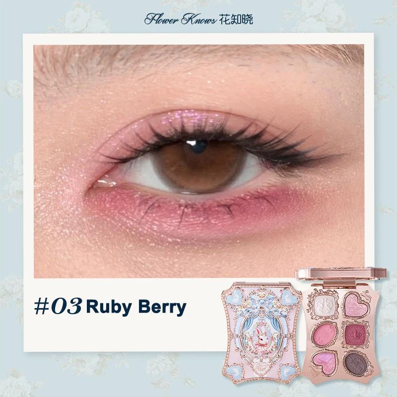 Palette de maquillage Flower Knows Bunny Garden 6 couleurs, blush, illuminateur, thème lapin mignon 