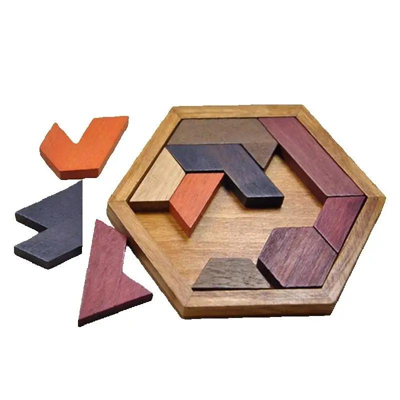 Planche de puzzle en bois de forme géométrique, casse-tête pour enfants, jouets éducatifs en bois No