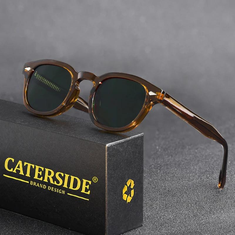 CATERSIDE rétro rond hommes lunettes de soleil Punk acide propionique broche Temple luxe lunettes de