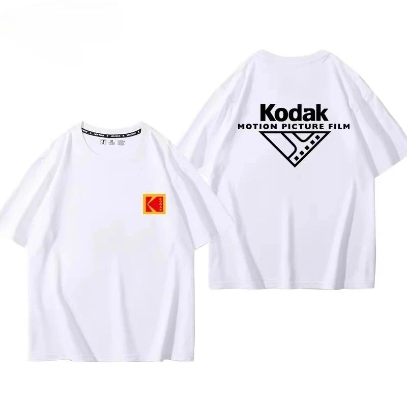 T-shirt Homme Tendance 2026 Kodak en Coton Imprimé Style Rétro pour Loisirs Décontractés et Streetwe