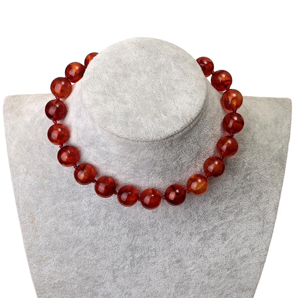 Collier ras du cou multicolore pour femmes, grandes perles rondes, tendance, acrylique, perles géomé