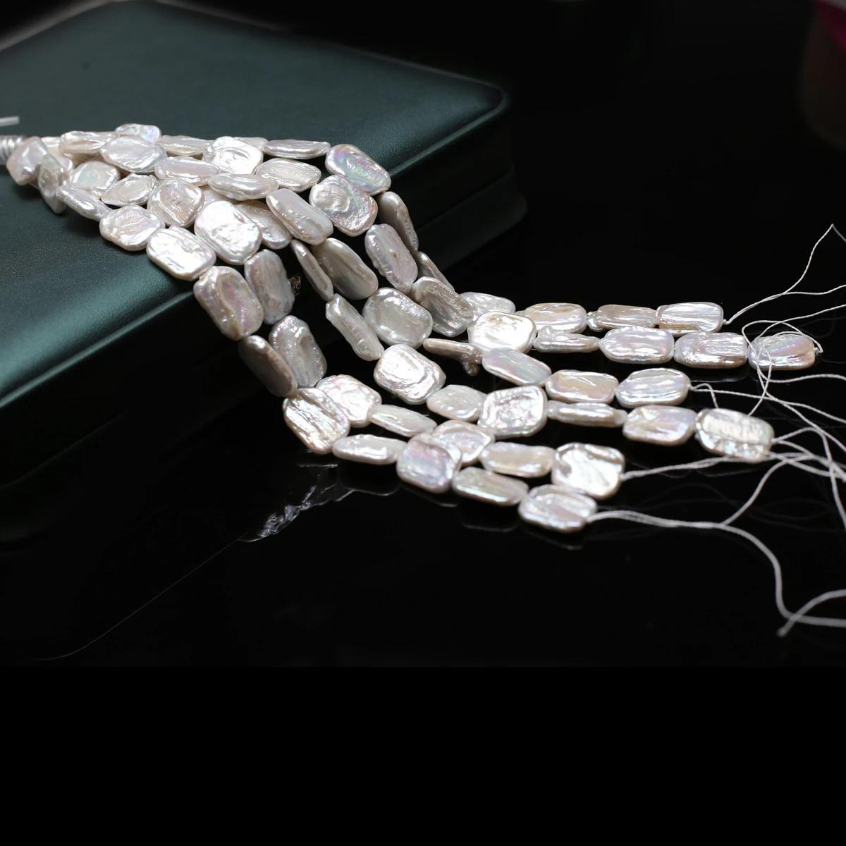 Perles rectangulaires 12x16mm, 18cm, fil de perles d'eau douce naturelles pour la fabrication de bij