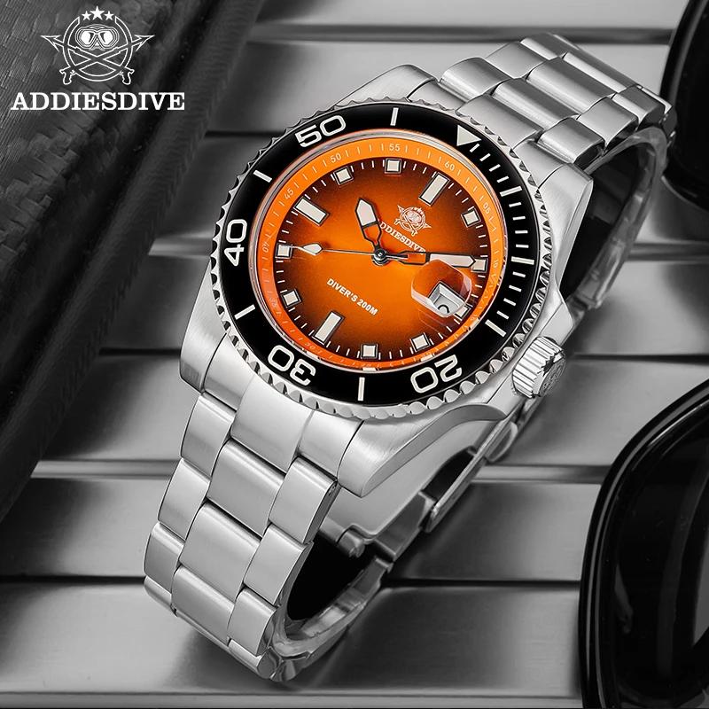 ADDIESDIVE montre pour hommes Quartz acier inoxydable montre de plongée 200M Super lumineux montre d