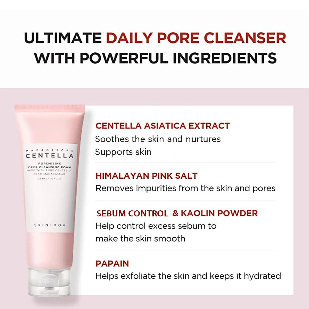 SKIN1004 Madagascar Centella Poremizing Deep Cleansing Foam 125ml, Mousse nettoyante riche et abonda