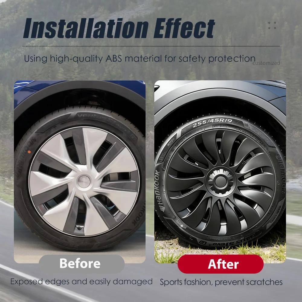 4 pièces de cache-roues pour Tesla Model Y 19 pouces Performance Automobile Remplacement de capuchon