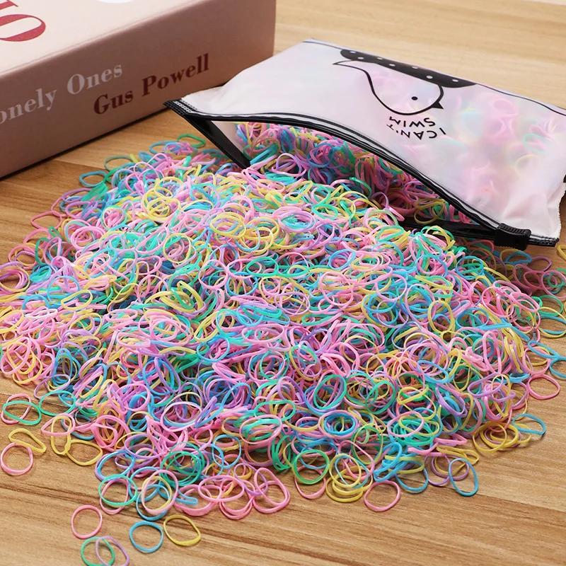 500/1000/2000 pièces filles coloré jetable élastique cheveux cravates bandeau enfants élastique pour