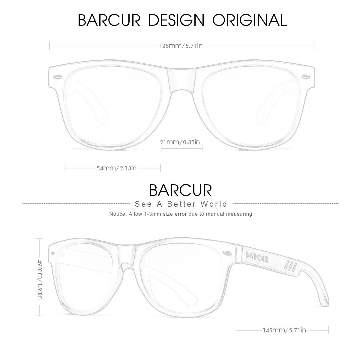 BARCUR-Lunettes de soleil en bois pour hommes et femmes, design naturel, brochure, protection UV