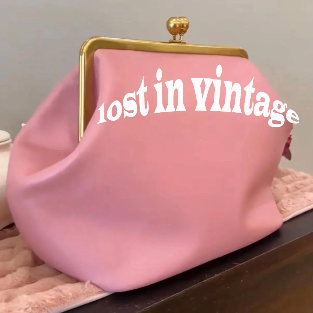 LOST IN VINTAGE sac en cuir artificiel grandes boules baiser-lock grande grande pochette sac à main 