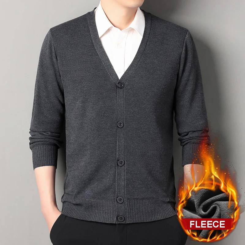 Hommes automne vêtements polaire Cardigan veste tricoté pull vêtements d'extérieur col en v mode Car