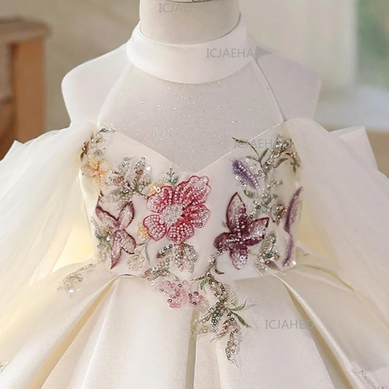 Robe de Princesse Florale pour Filles 2026 – Tenue de Cérémonie pour Anniversaire, Spectacle, Fête, 