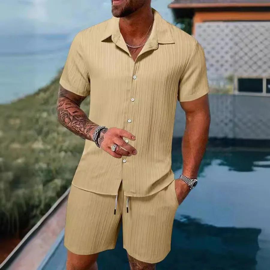 Polo de sport décontracté pour hommes, couleur unie, ample, manches courtes, Short avec cordon de se