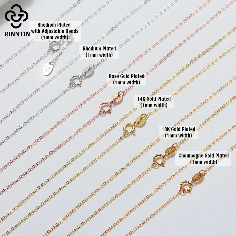Rinntin 18K or 925 en argent Sterling mode câble lien chaînes collier pour femmes mince cou chaîne a