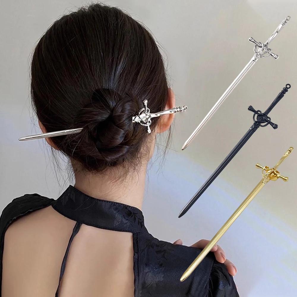 Épingles à cheveux épée créative pour femmes, épingles à cheveux, couvre-chef, Style chinois, fourch
