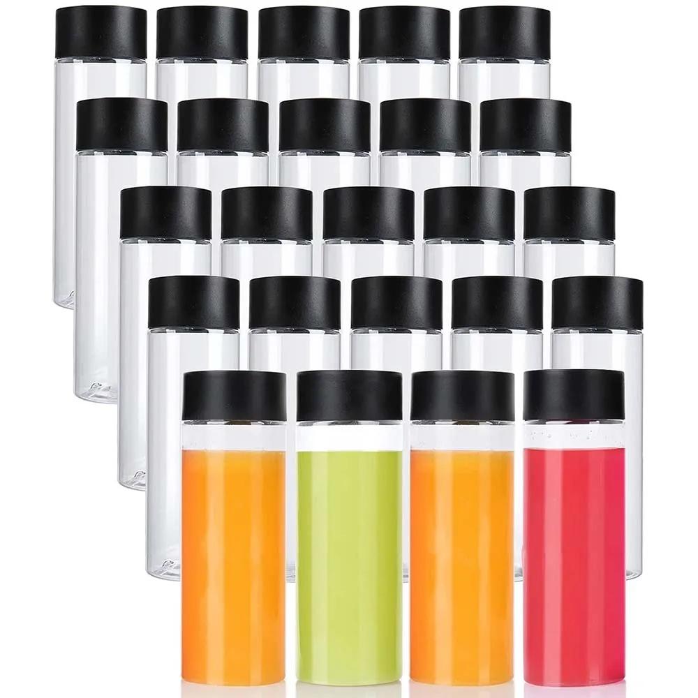 Paquet de 24 bouteilles de jus en plastique PET transparent de 10OZ avec couvercles noirs, bouteille