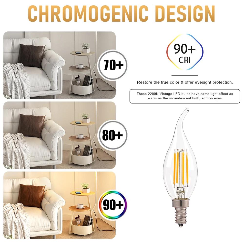 E12 E14 LED lustre ampoule 60W équivalent rétro candélabre ampoules 6000K 2700K blanc chaud 480LM la