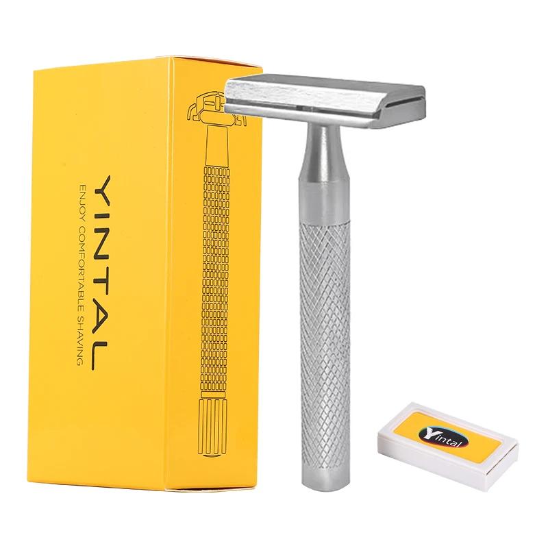 Rasoir manuel double face en acier inoxydable pour homme, poignée confortable pour un rasage en douc