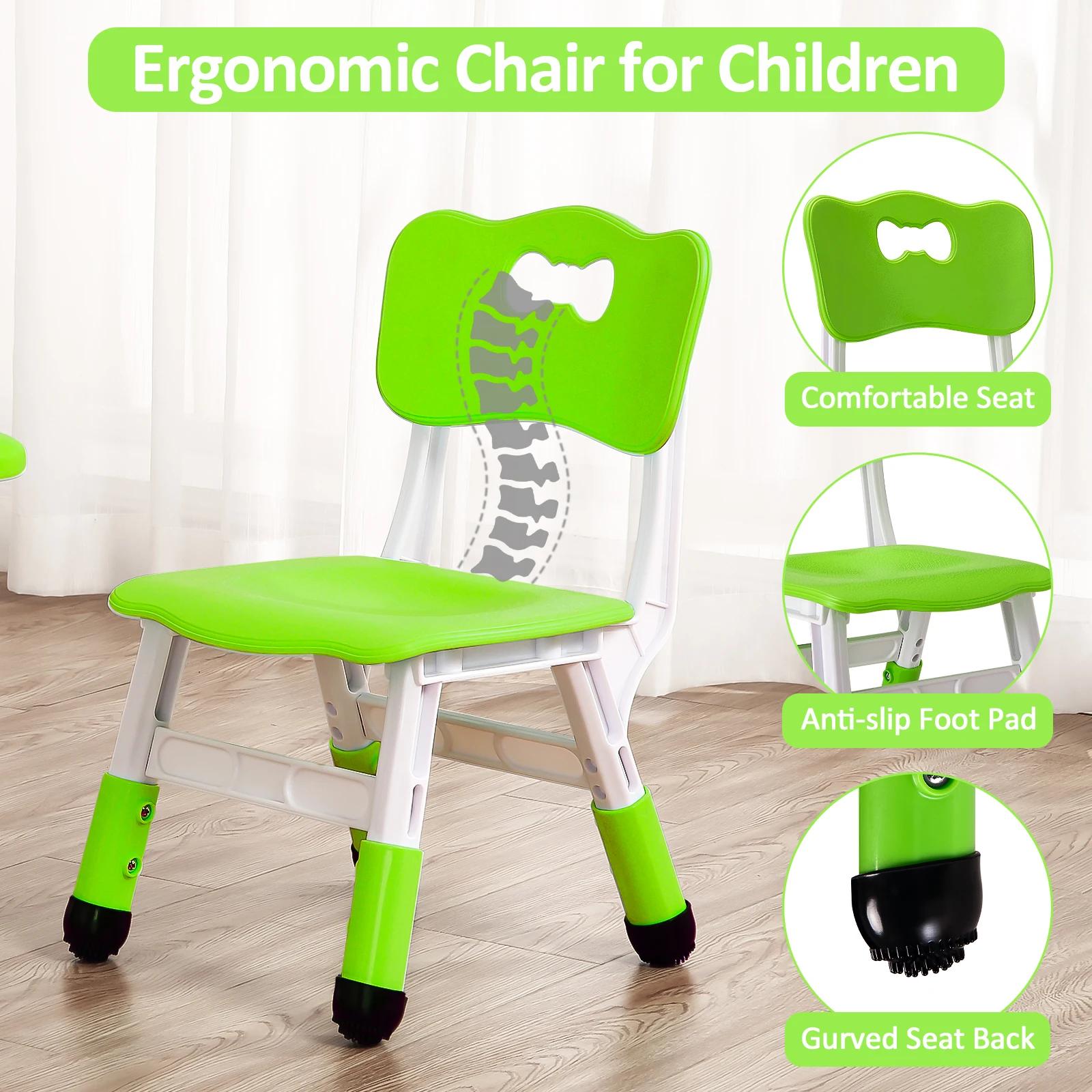 Ensemble table et 4 chaises pour enfants, table et chaises réglables en hauteur, plateau anti-graffi