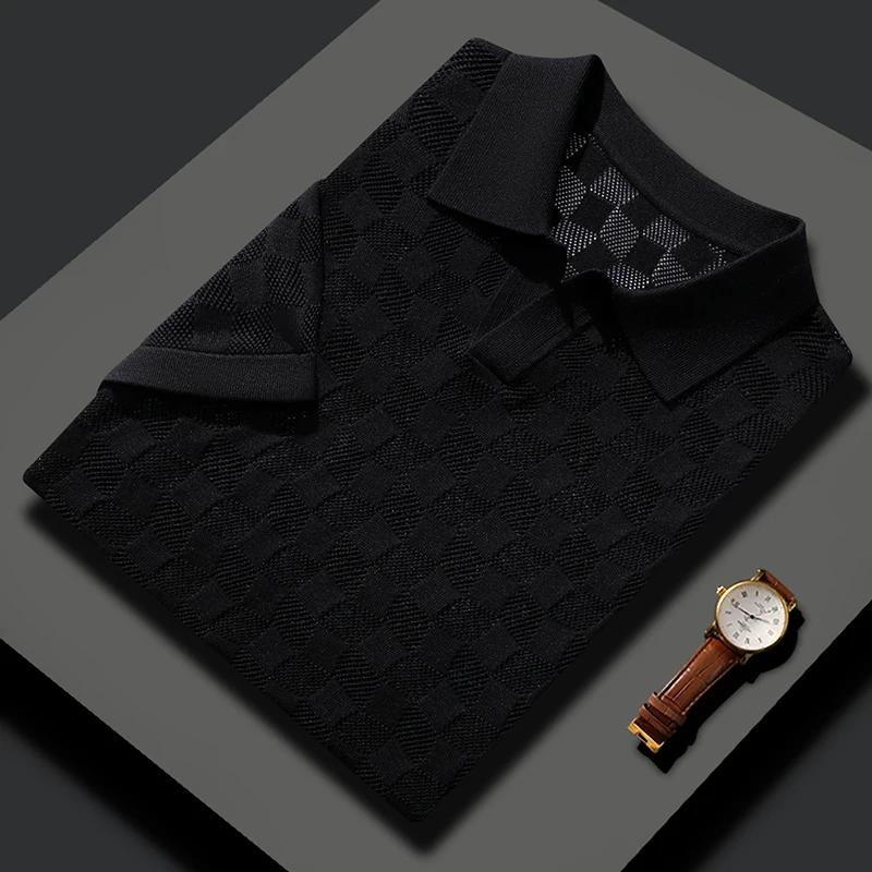 Pull à manches courtes pour hommes, col polo, maille respirante, T-shirt de sport de plein air, été,