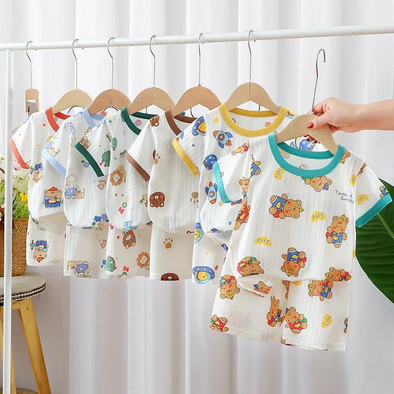 Vêtements d'été pour enfants, ensemble short à manches courtes, t-shirts pour bébés garçons et fille
