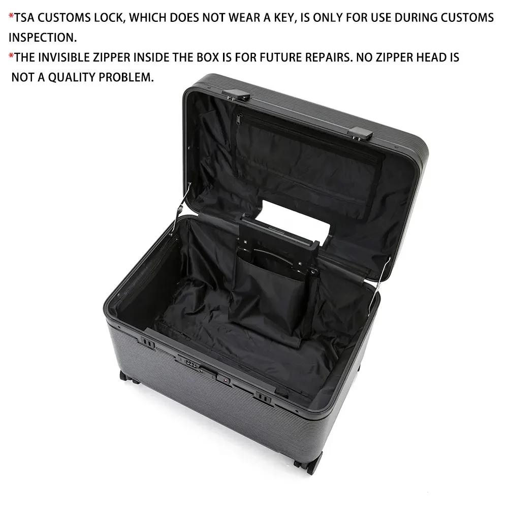 Valise à cadre en alliage d'aluminium, valise à roulettes portable ABS à ouverture supérieure, roues