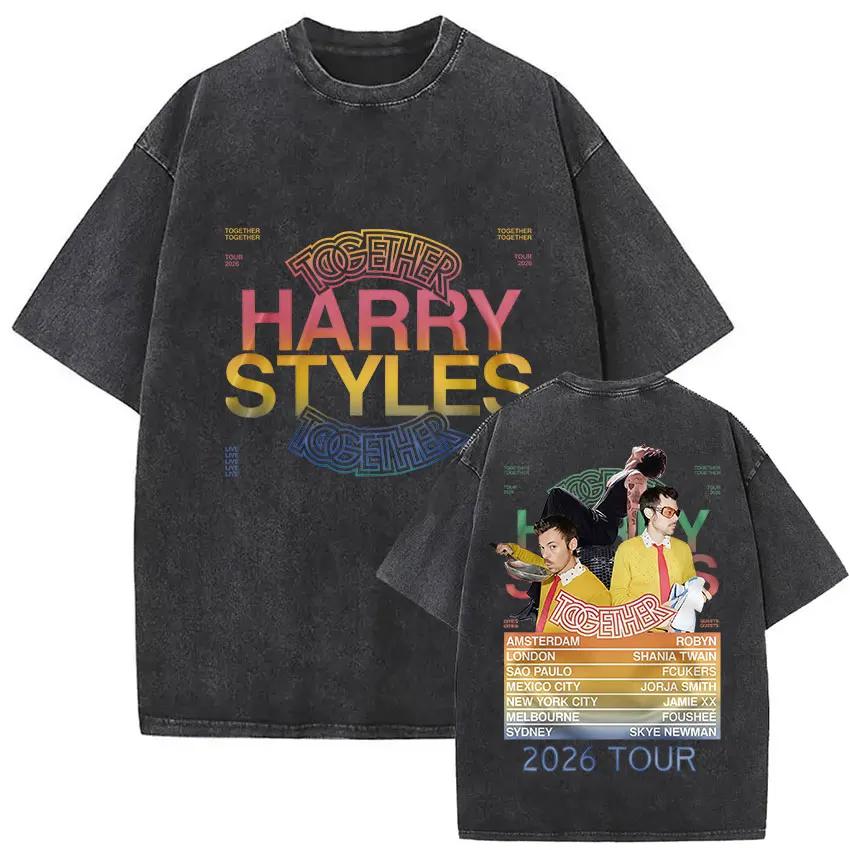 T-shirt vintage délavé Harry Styles « Together » Tour 2026 pour hommes et femmes, mode pop musicale,