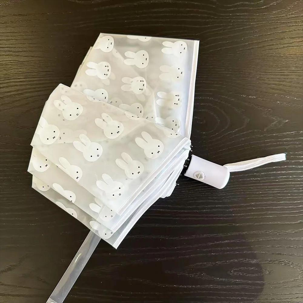 Parapluie Transparent givré Miffy Kawaii, joli parapluie pliable pour étudiants, entièrement automat