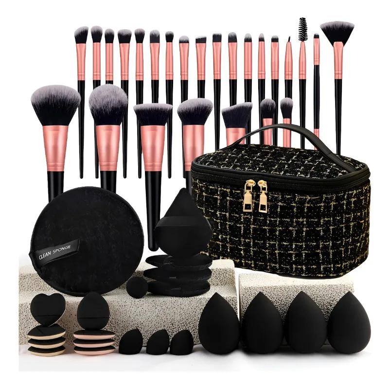 Ensemble de pinceaux de maquillage, 47 pièces, Kit d'outils de beauté de Style parfum Chic, sac à co