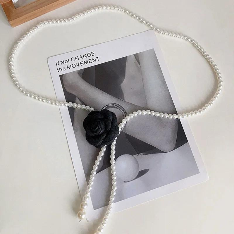 Ceinture de taille en perles pour femmes, 1 pièce, nouveau Style camélia, décorative, polyvalente, a