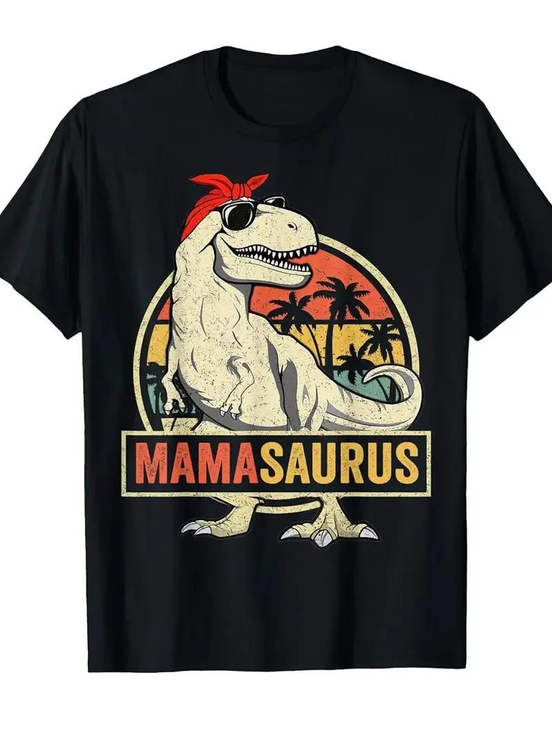 Drôle MamaSaurus T-Rex dinosaure maman T-Shirt rétro Vintage T-Shirt doux col rond chemise à manches