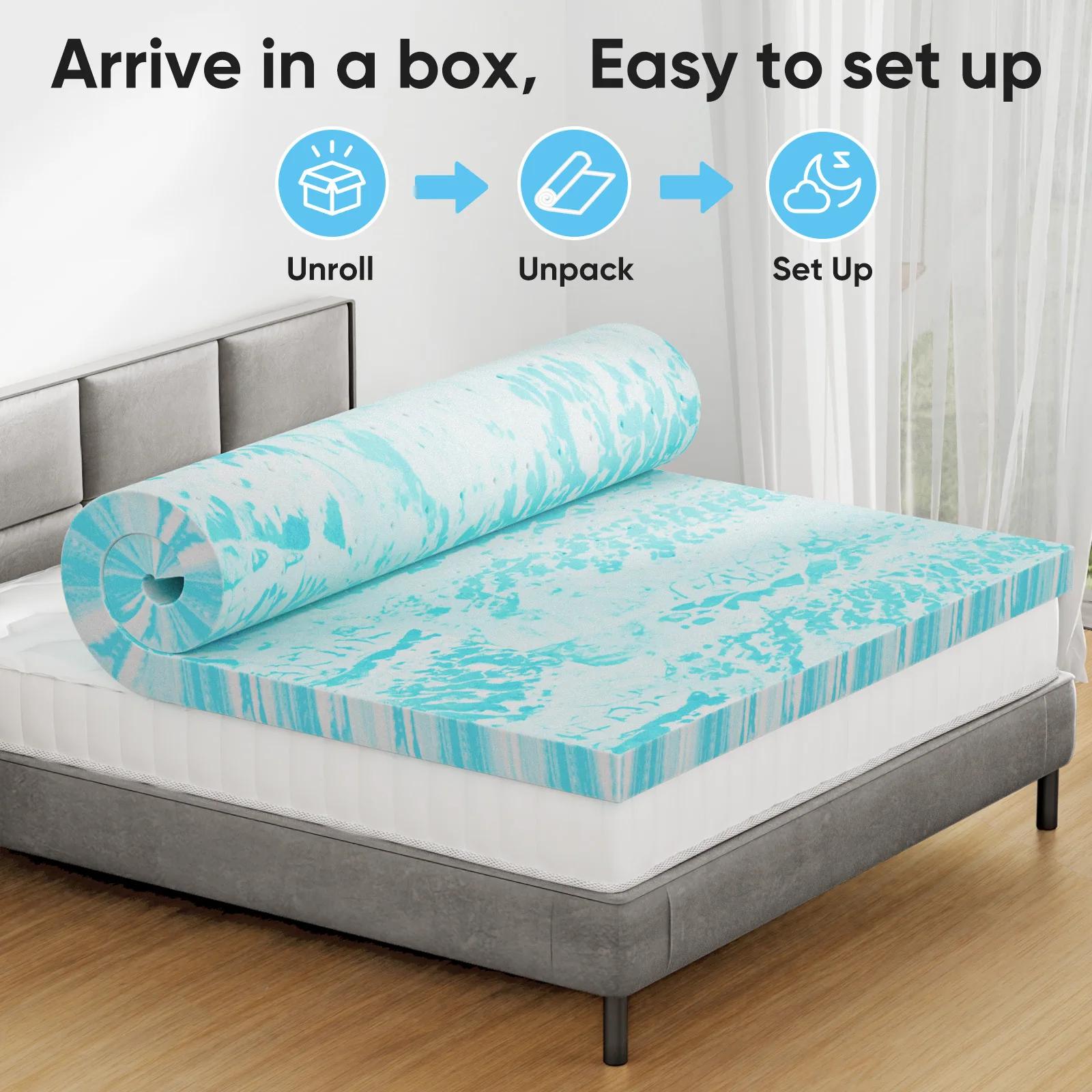 JHK – surmatelas en mousse à mémoire de forme Gel de 2 pouces, matelas rafraîchissant pleine taille,