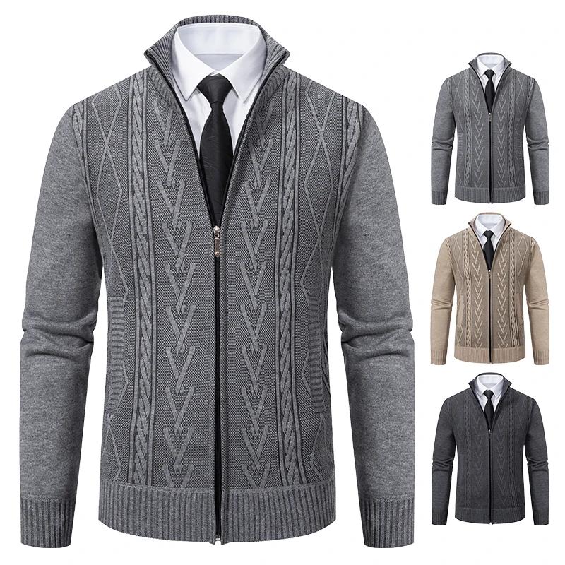 Manteau pull tricoté en cachemire rembourré pour homme, chaud et décontracté, nouvelle collection au