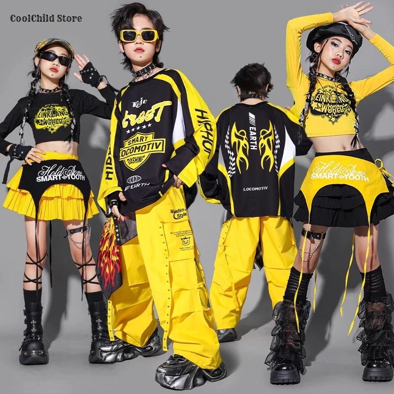 Filles K-pop haut court Cargo pantalon jupe de danse de rue garçons Hip Hop vêtements ensembles enfa