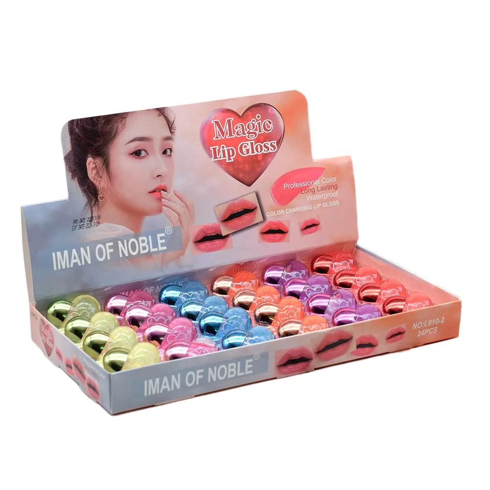 Brillant à lèvres à paillettes, 24 pièces, mignon, en forme de cœur, coloré, pour filles et femmes, 