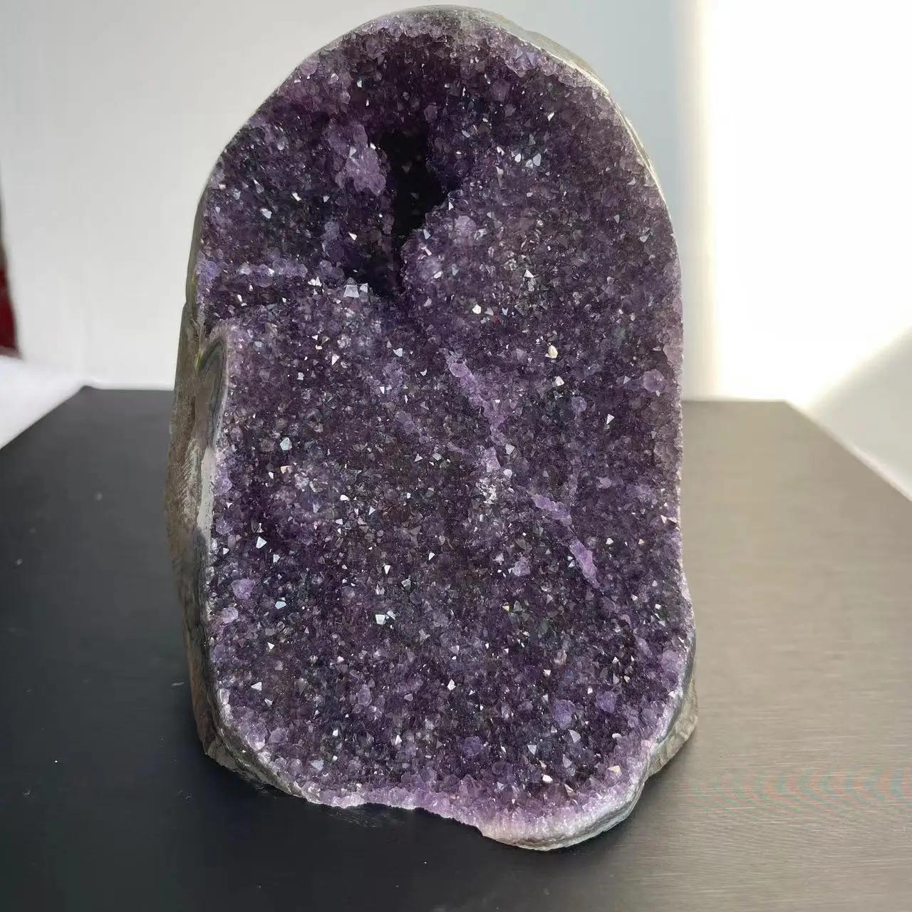 Grappe de cristal d'améthyste naturelle, cristaux bruts de Quartz, pierre de guérison, minerai minér