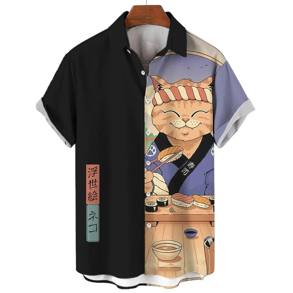 Mode vêtements pour hommes Cool samouraï chat hauts été nouveaux vêtements pour hommes décontracté à