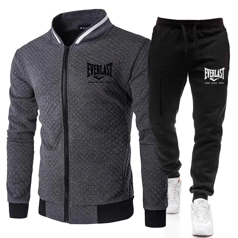 Ensemble de veste et pantalon EVERLAST BOXING pour homme, col montant, style streetwear, printemps-a
