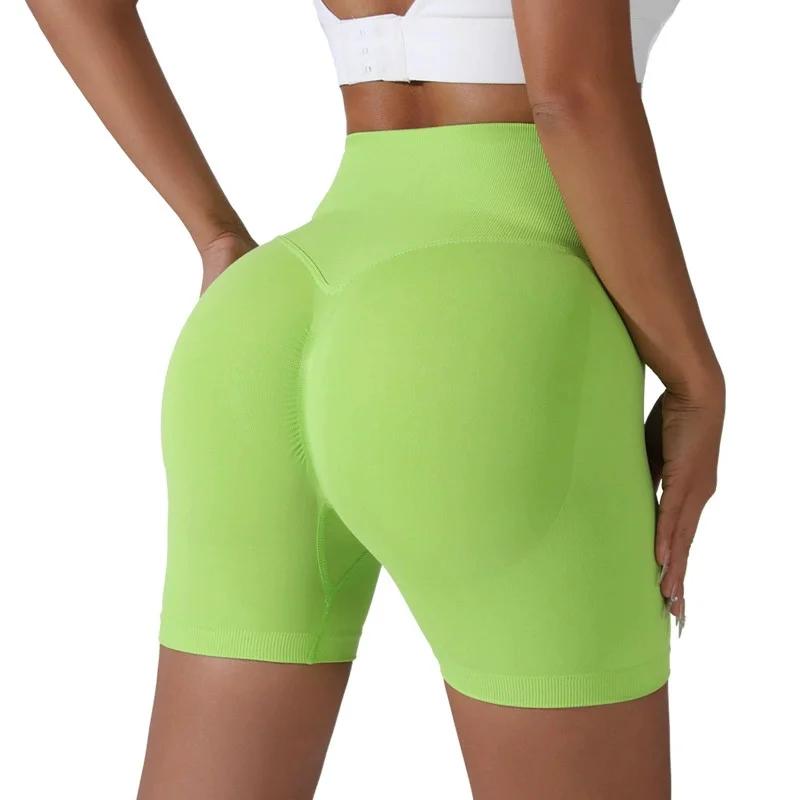 Short de sport de levage de hanche pêche pour femmes, taille haute, amincissant, entraînement de cou