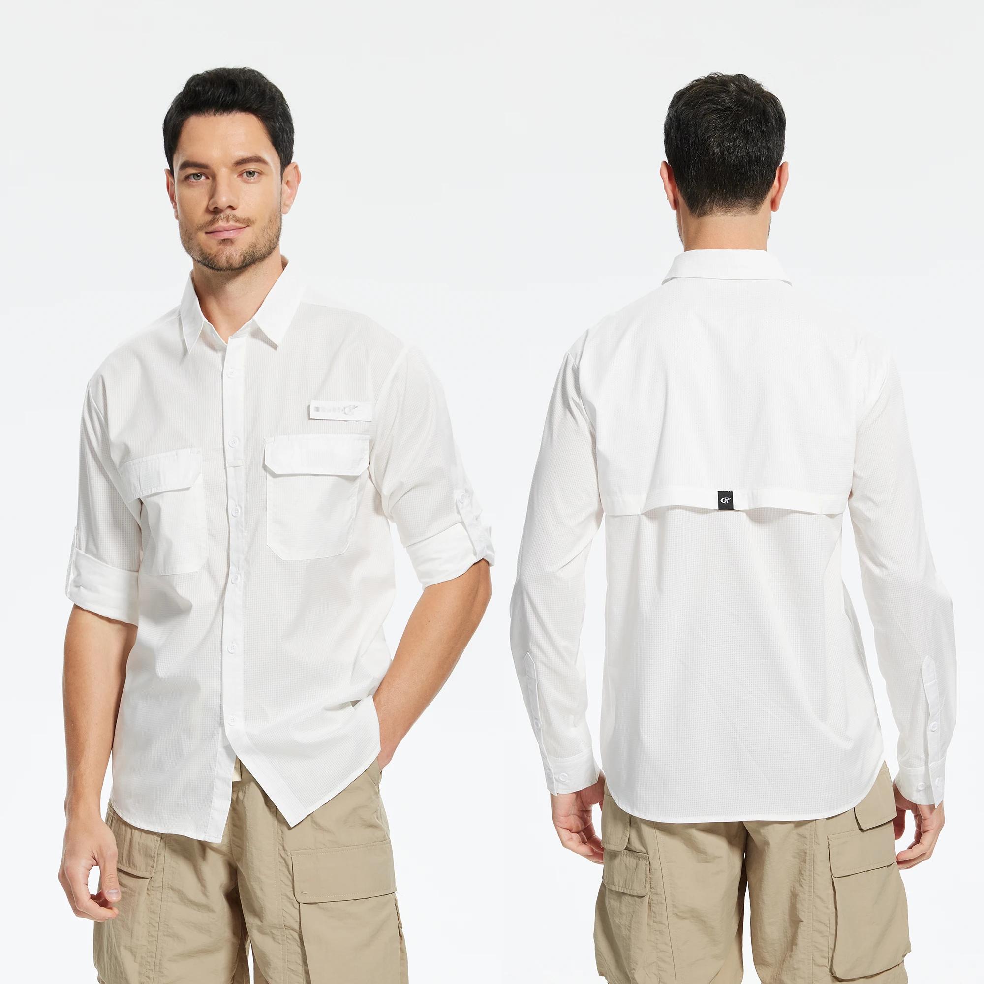 Chemises de pêche pour hommes UPF 50+ à manches longues/courtes, chemise décontractée à boutons avec