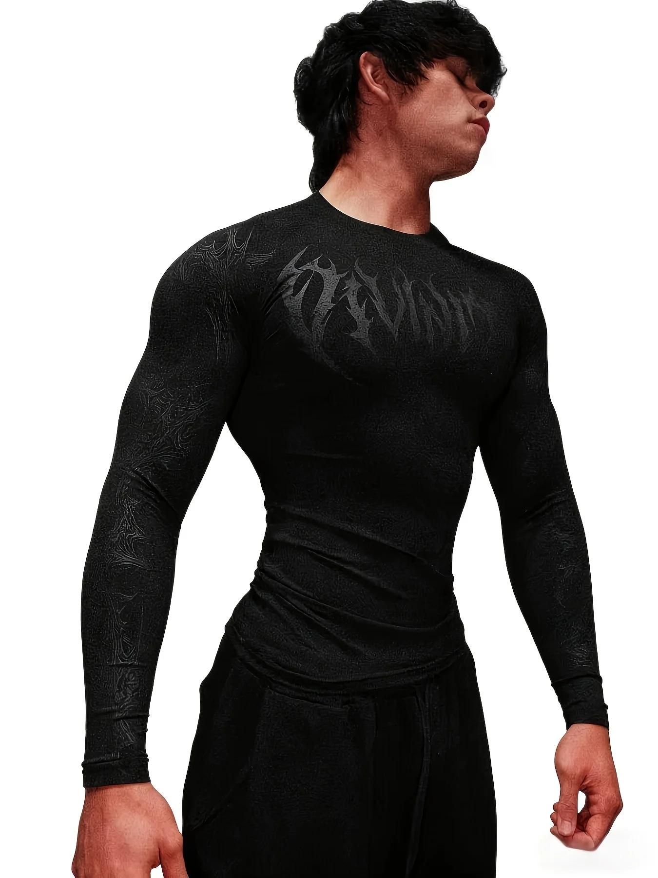 Nouveau T-shirt moulant à manches longues 2026, haute élasticité, idéal pour la musculation, la cour
